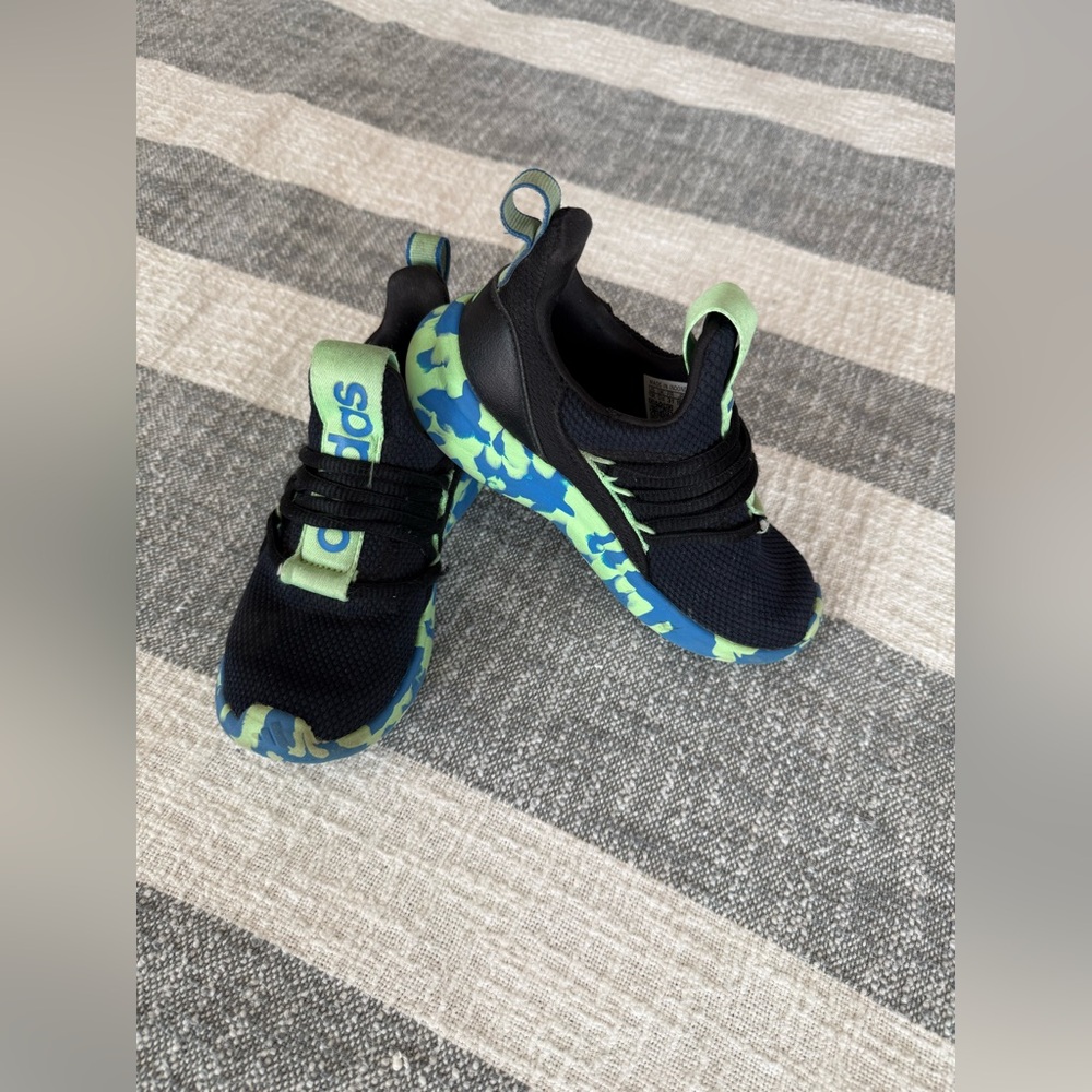 Adidas Pre-School SZ 13 Lite Racer Adapt 7.0 Sneakers Black/Lime Burst/Blue